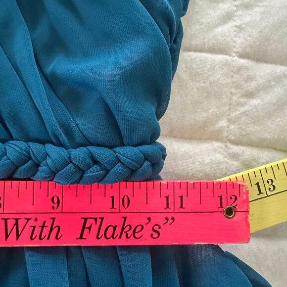 ADRIANNA PAPELL HAILEY LOGAN Womens Dress 1/2 Teal Blue Cocktail Halter Mini - Picture 8 of 10